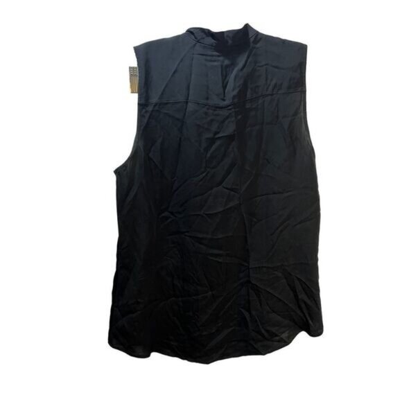 NEW Theory Womens Silk Tie Neck‎ Top Black Medium - Picture 2 of 3